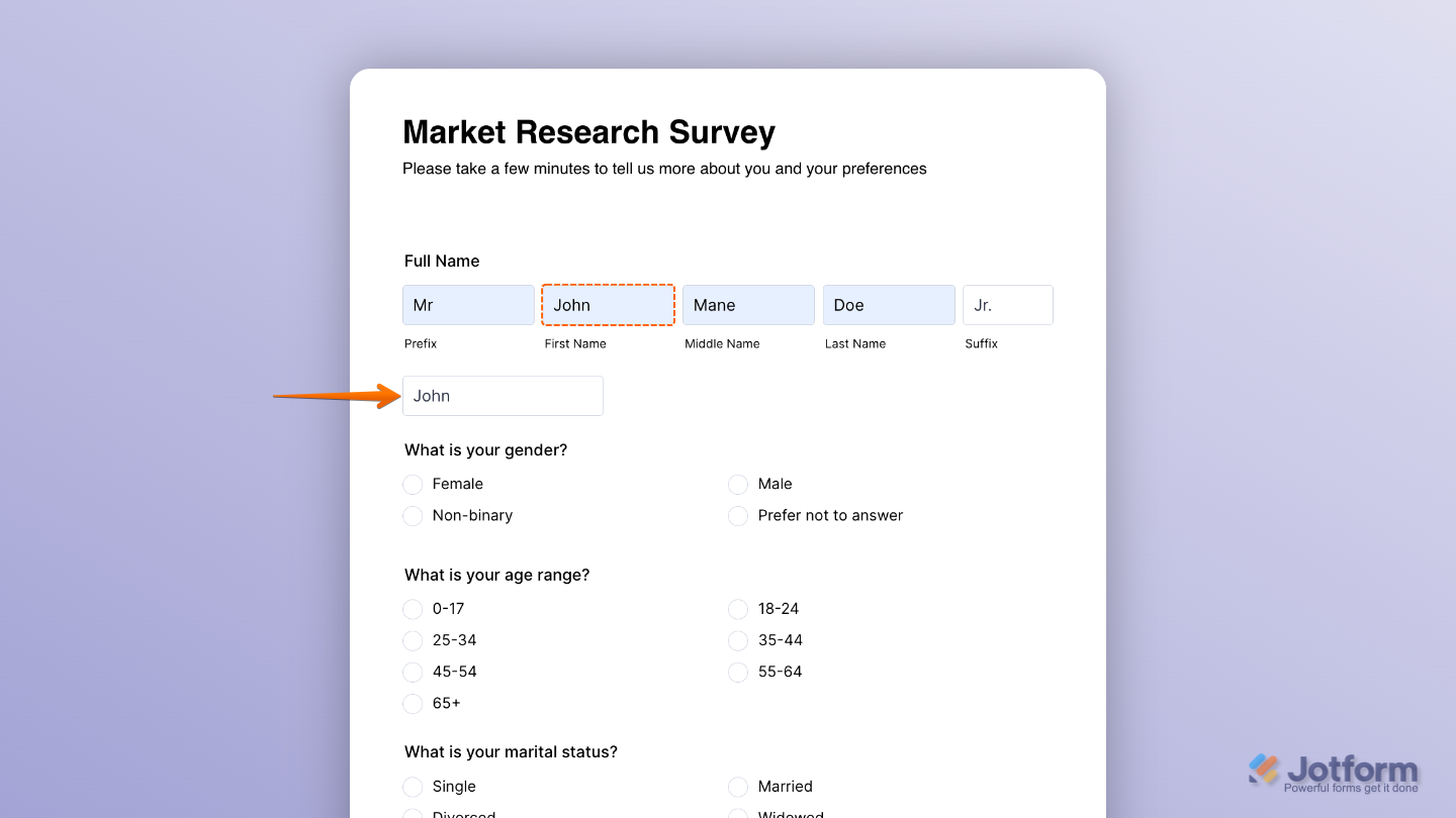 Completed setup of the Substring widget in Form Builder, pulling a portion of text from another field