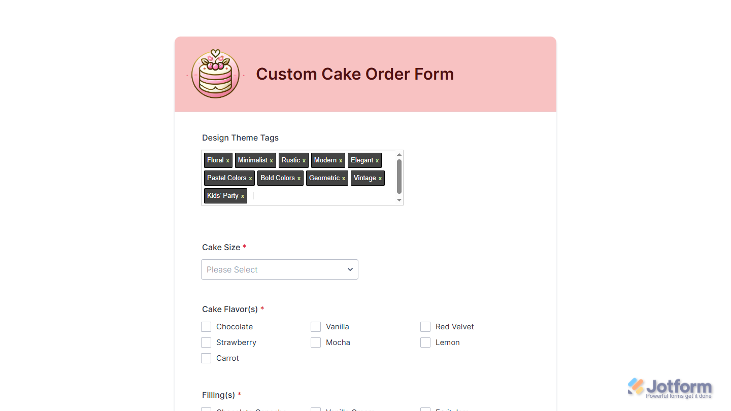 Tag Input widget on a Jotform form