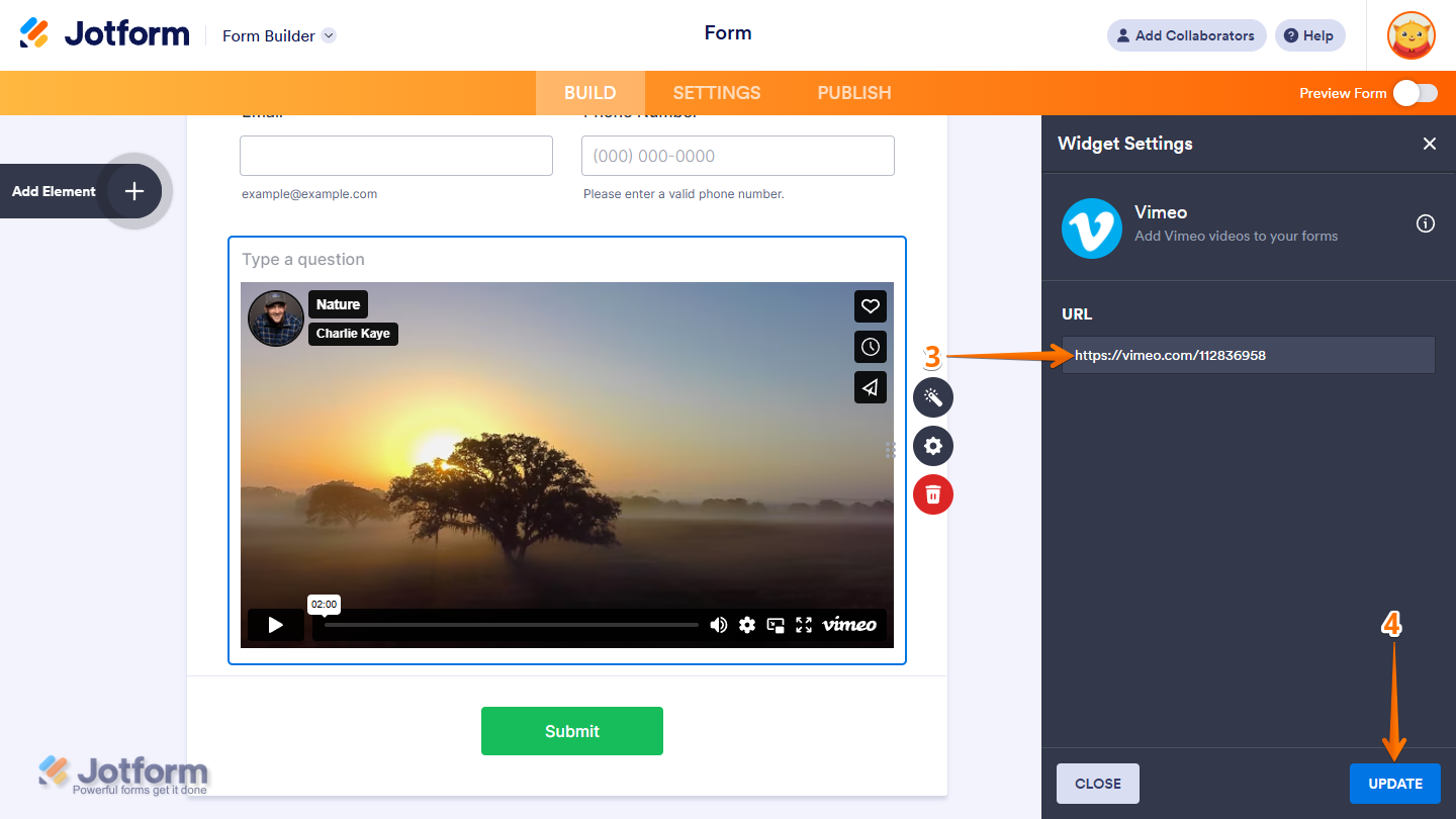 How to Add and Set Up the Vimeo Widget on Your Form Image-1