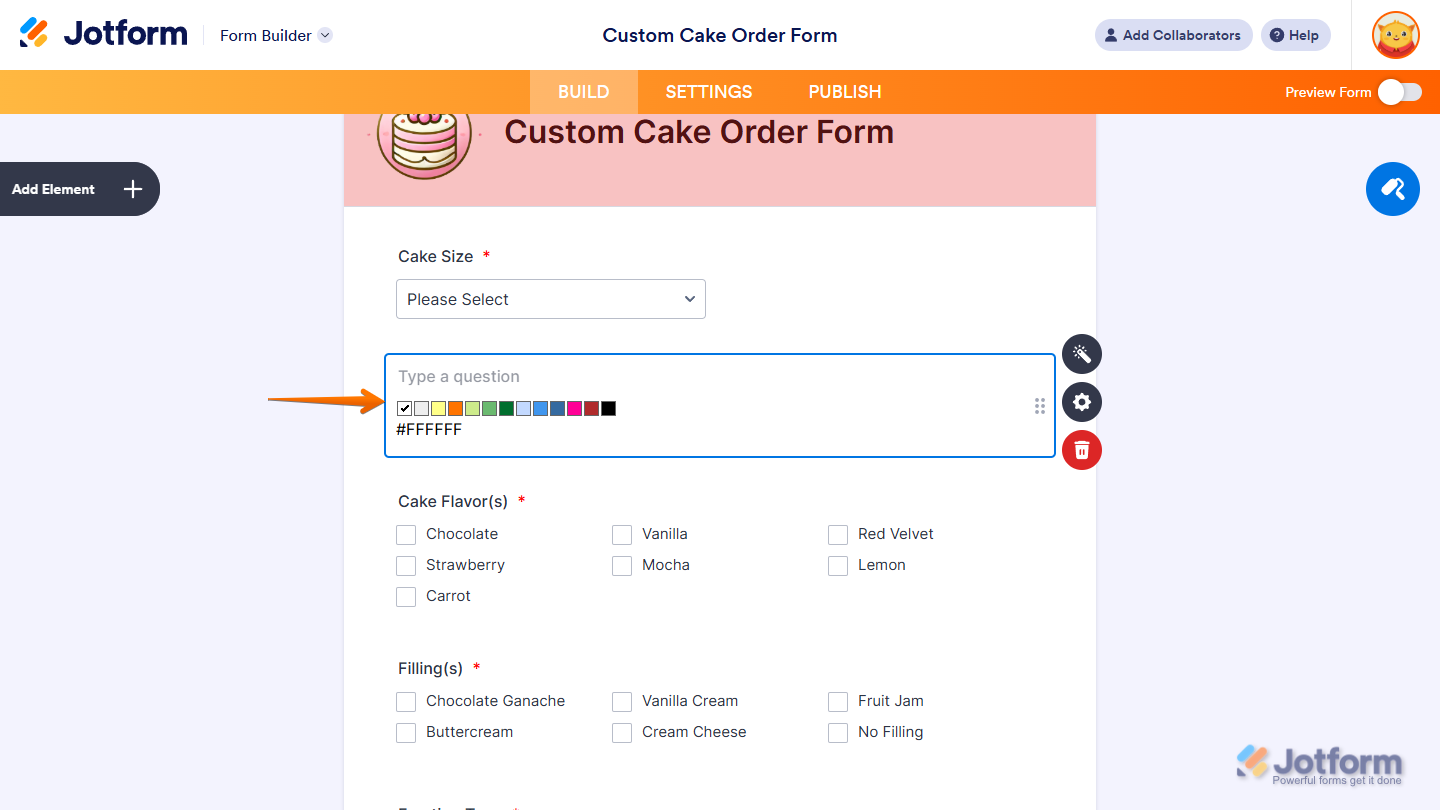 Simple Color Picker Widget in Jotform Form Builder