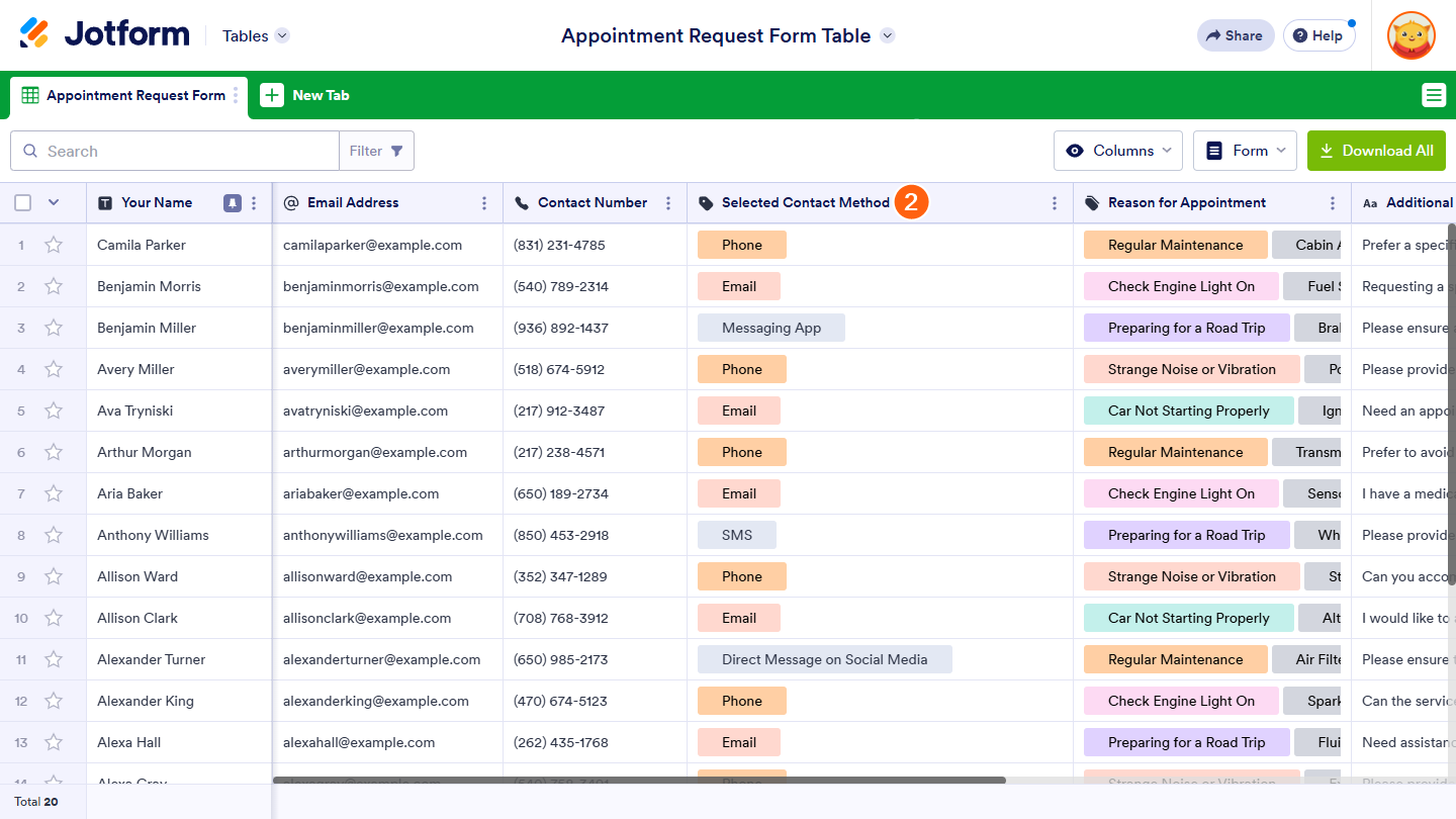 So benennen Sie Spalten in Jotform Tabellen um Image-2