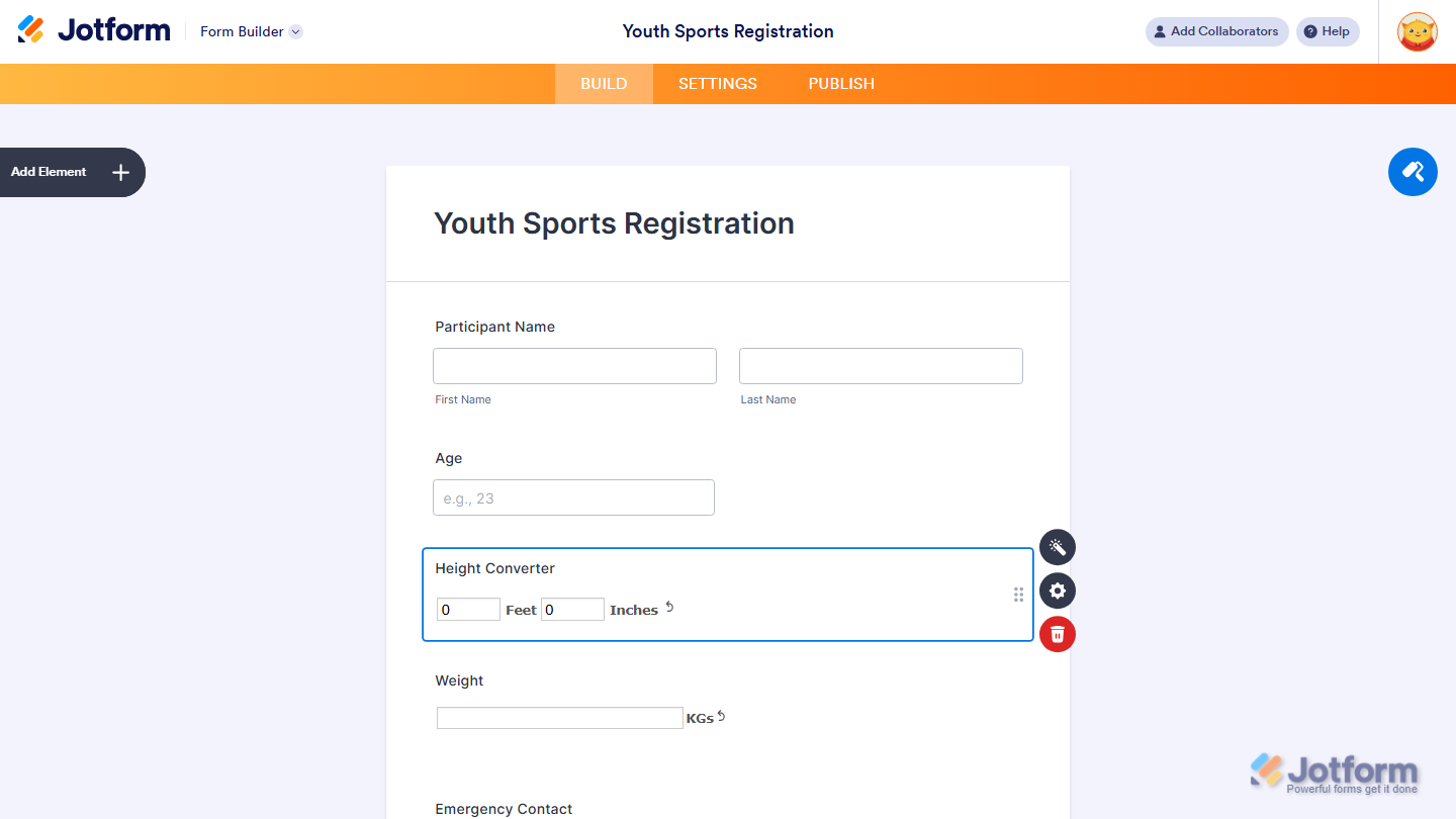 Polaris Radio Buttons widget successfully added and configured on a Jotform form