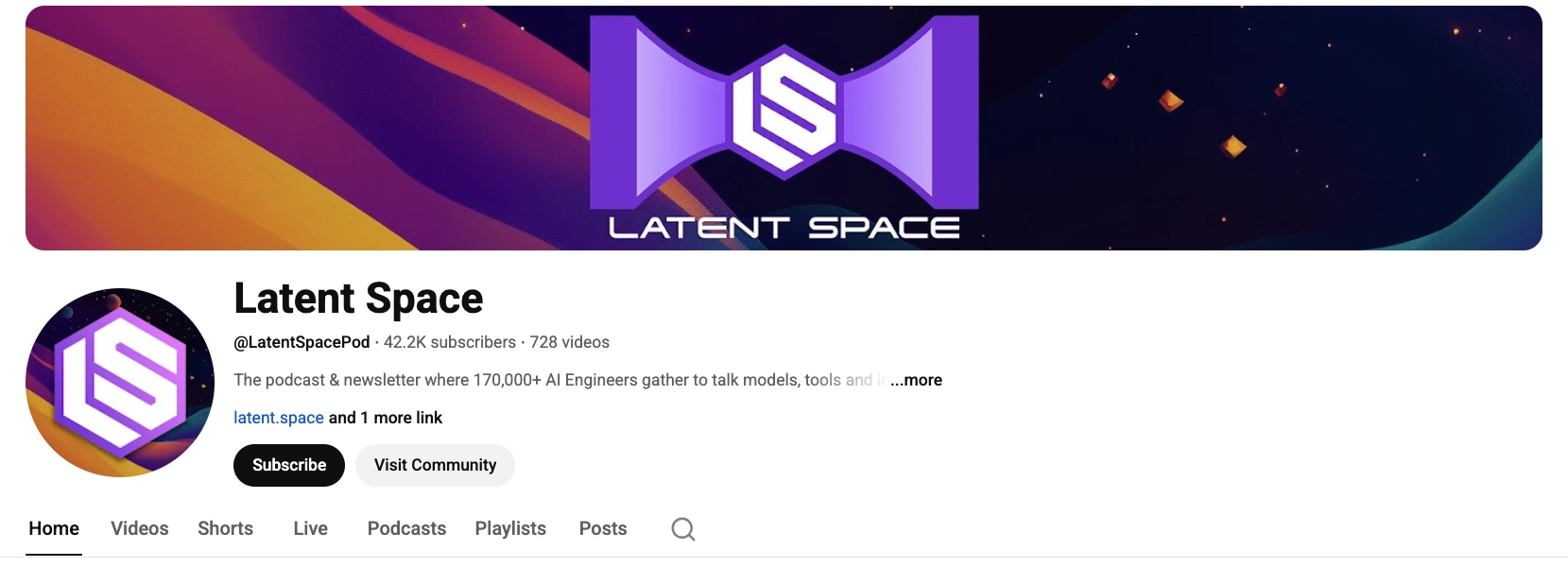 Screenshot of the YouTube channel “Latent Space”