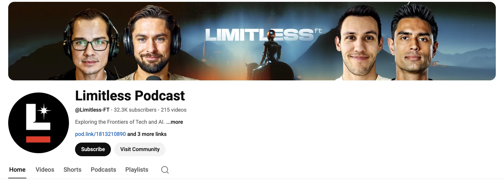 Screenshot of the YouTube channel “Limitless Podcast”
