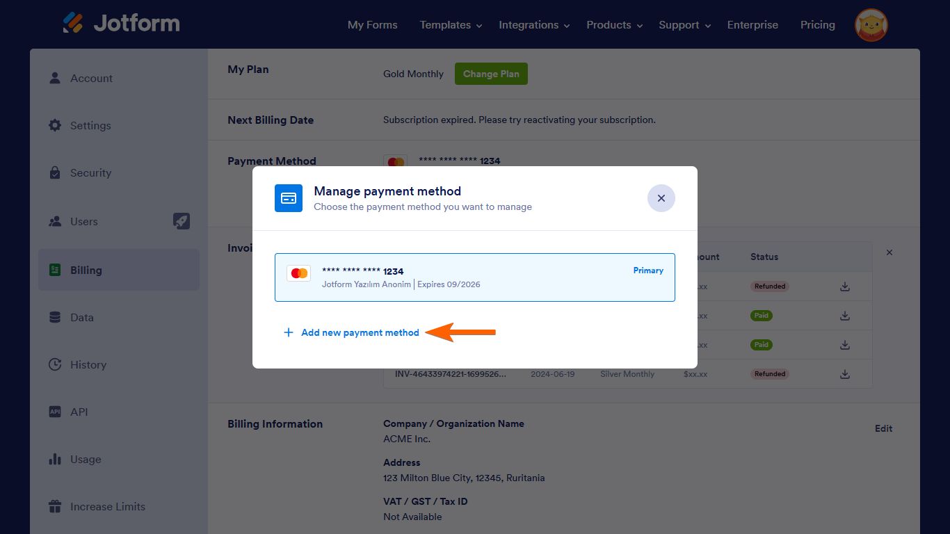 كيفية تغيير وإدارة طرق دفع الحساب Image-2
