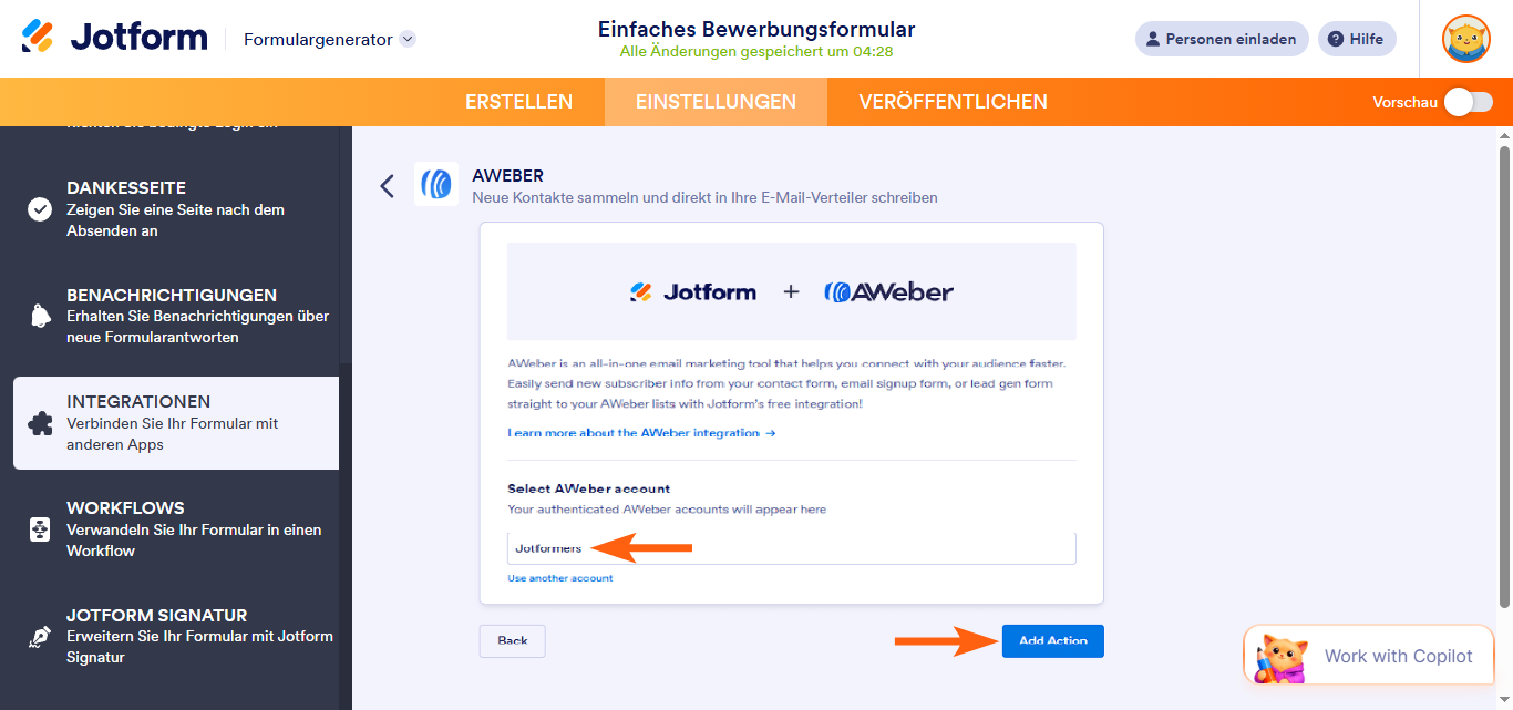 Wie man Jotform mit AWeber integriert Image-4