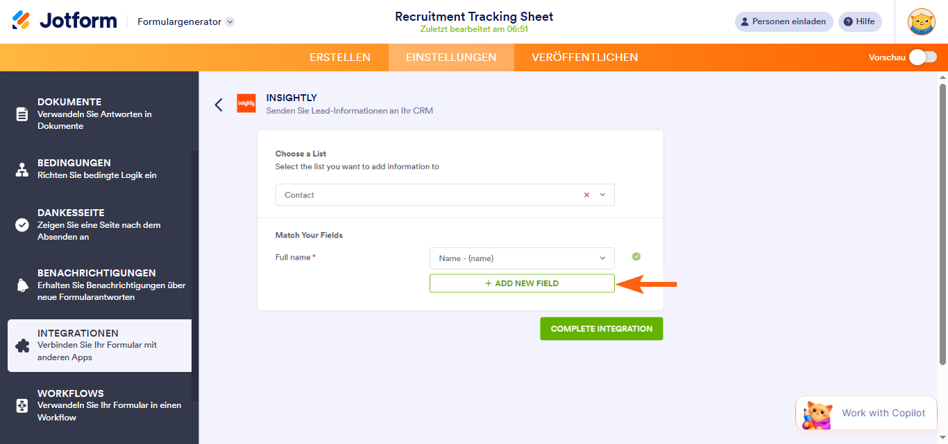 So integrieren Sie Ihr Formular in Insightly CRM Image-5