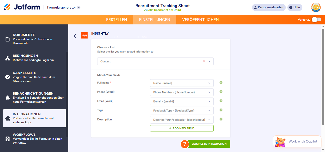 So integrieren Sie Ihr Formular in Insightly CRM Image-6