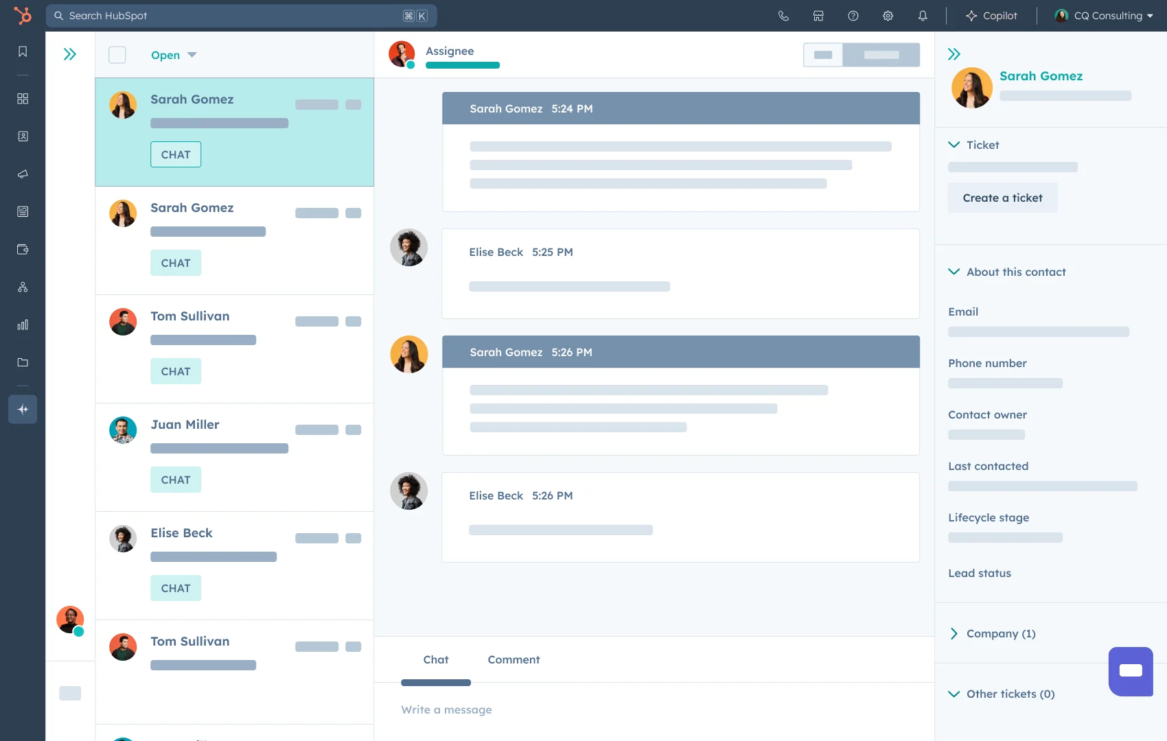 Hubspot Service Hub User Interface