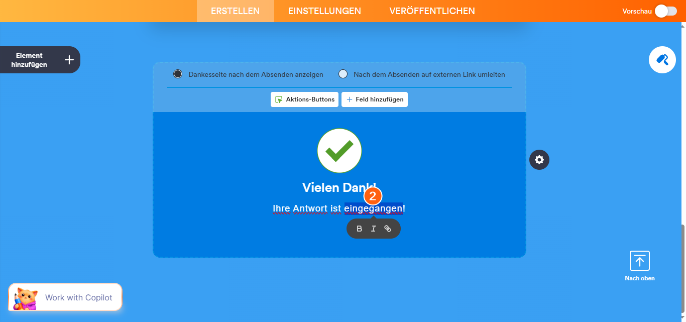 So passen Sie eine Unterüberschrift auf der Jotform Karten-Dankesseite an oder verlinken sie Image-2