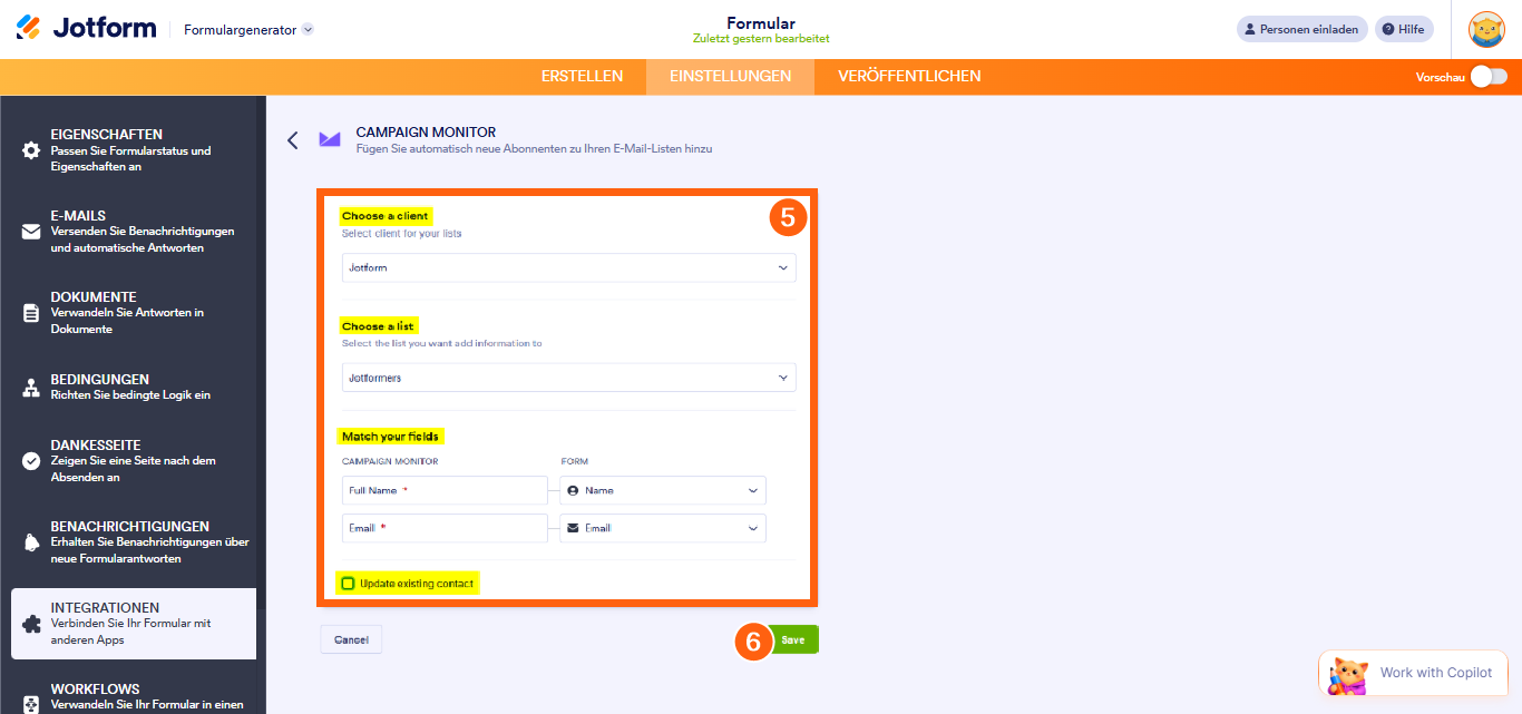 So integrieren Sie Jotform mit Campaign Monitor Image-5