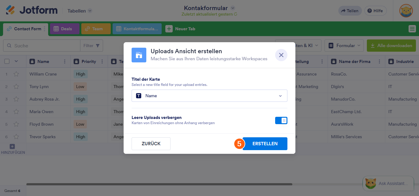 So fügen Sie eine Upload-Ansicht in Jotform Tabellen hinzu Image-6