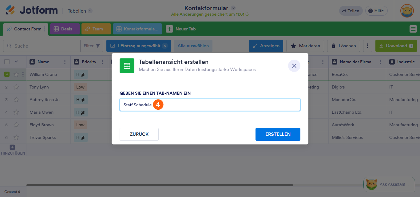 So erstellen Sie eine leere Registerkarte in Jotform Tabellen Image-4