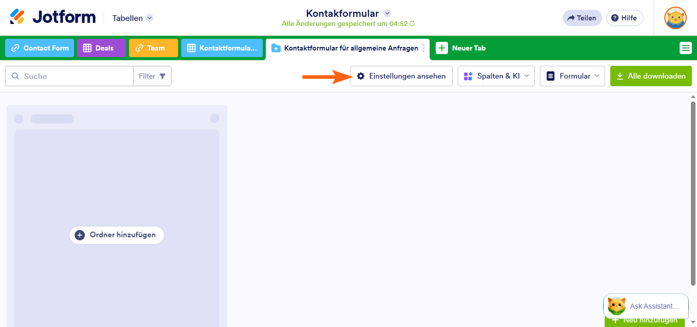 So fügen Sie eine Upload-Ansicht in Jotform Tabellen hinzu Image-7