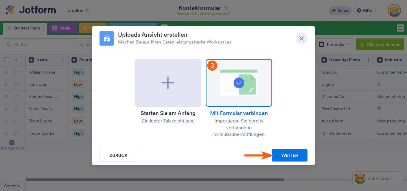 So fügen Sie eine Upload-Ansicht in Jotform Tabellen hinzu Image-4