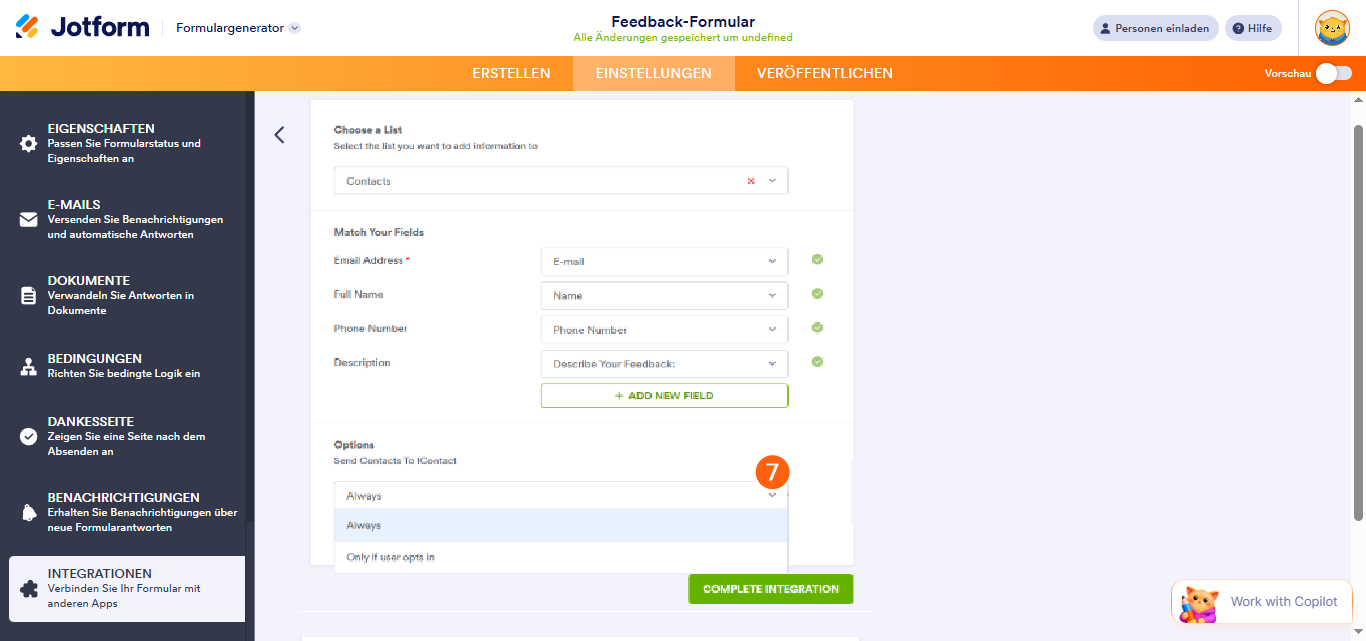So integrieren Sie Ihr Formular mit iContact Image-6