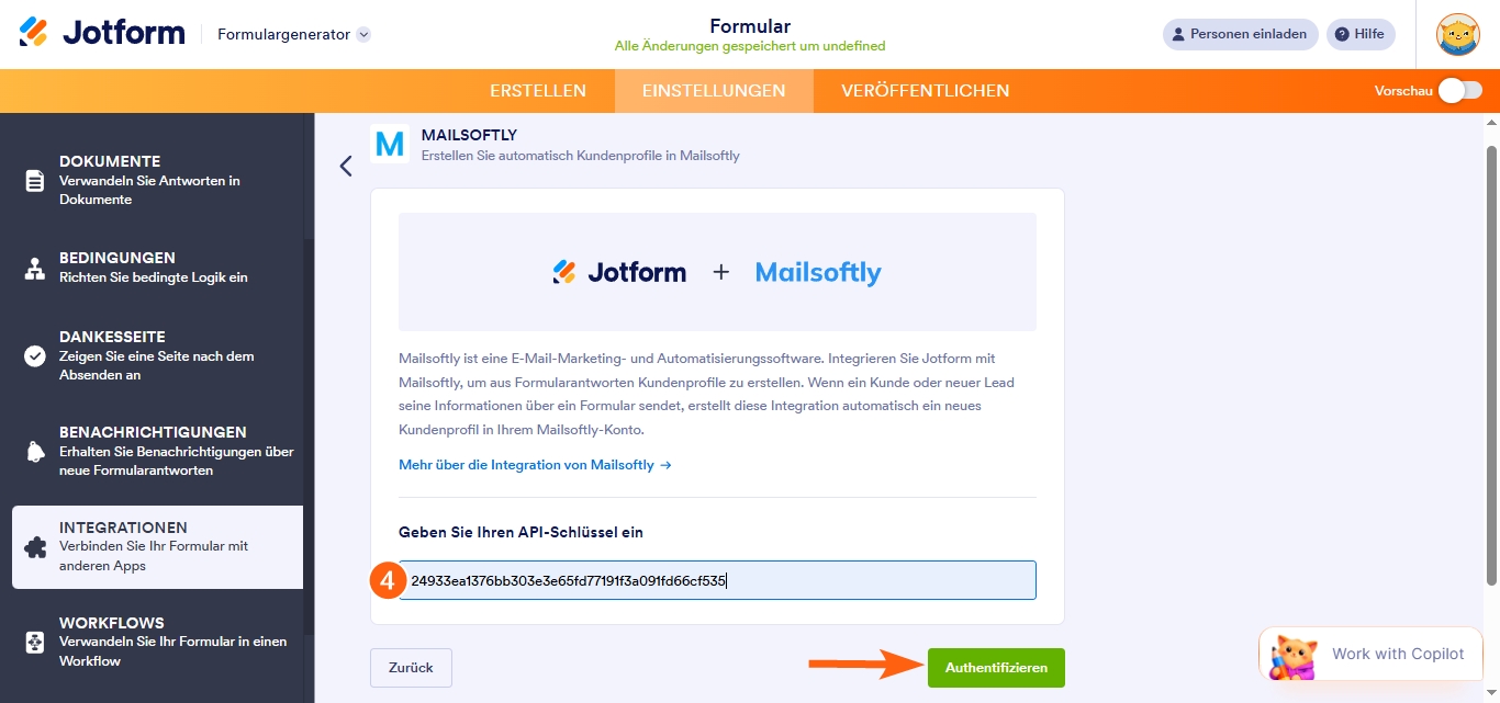 So integrieren Sie Jotform mit Mailsoftly Image-3