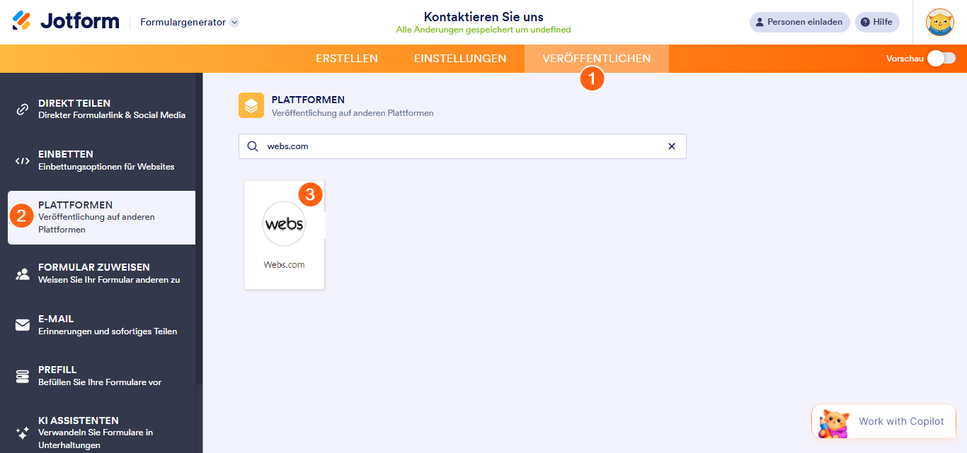 Hinzufügen eines Formulars zu Webs
