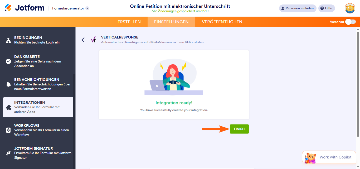 Wie man Jotform mit VerticalResponse Integriert Image-4