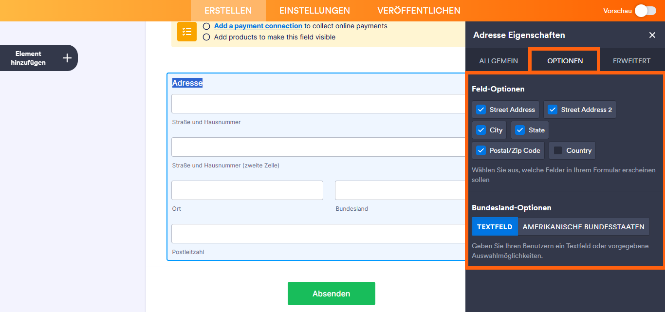 So fügen Sie das Adressfeld hinzu und richten es ein Image-3