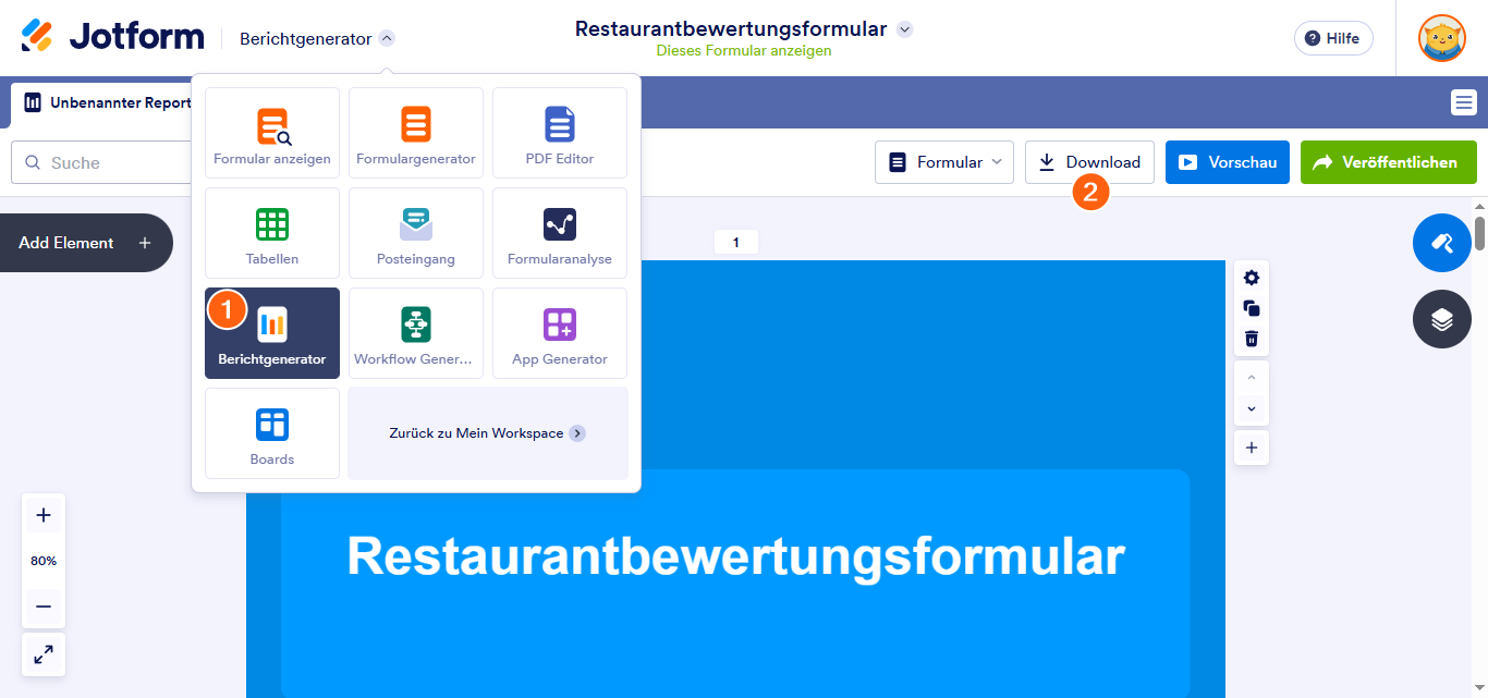 So laden Sie Ihren visuellen Bericht herunter oder drucken ihn aus Image-1