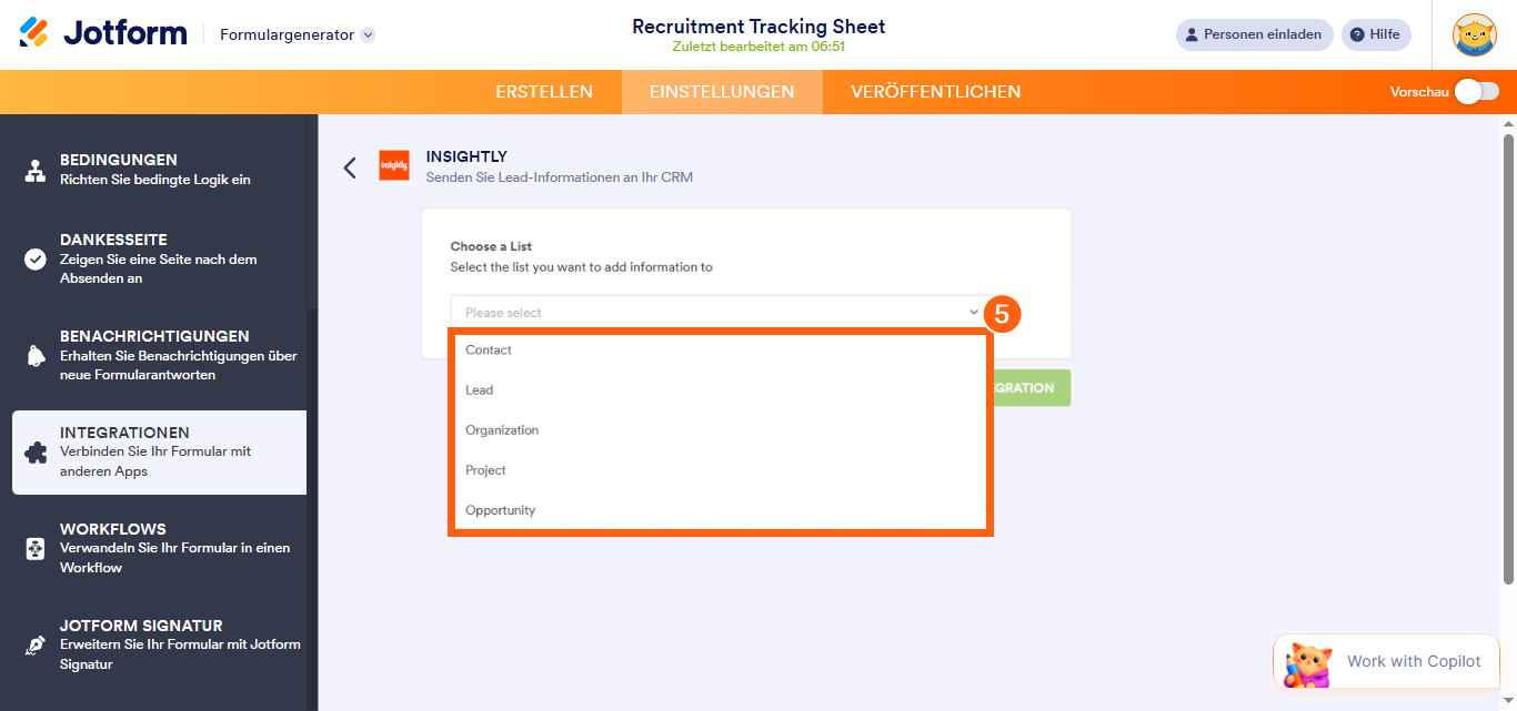 So integrieren Sie Ihr Formular in Insightly CRM Image-3