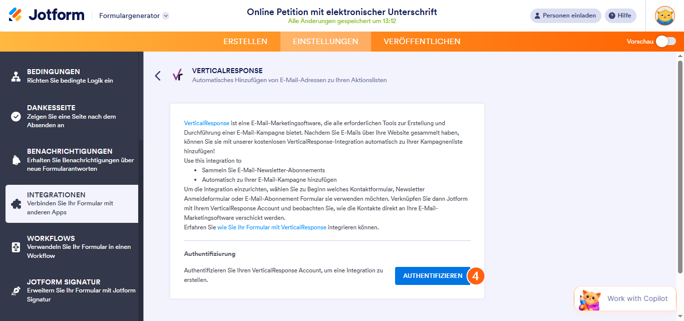 Wie man Jotform mit VerticalResponse Integriert Image-2