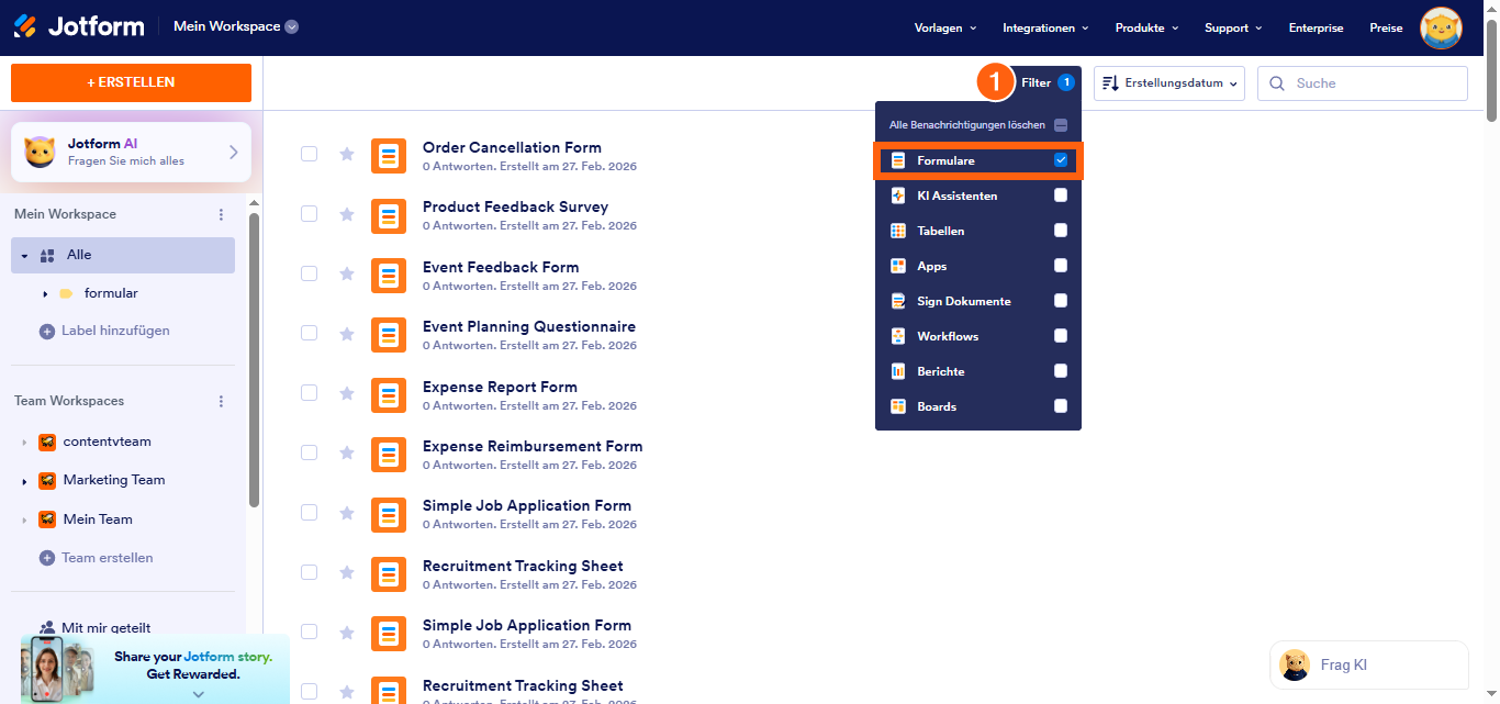 So zeigen Sie die Einsendungen der Beauftragten an Image-1