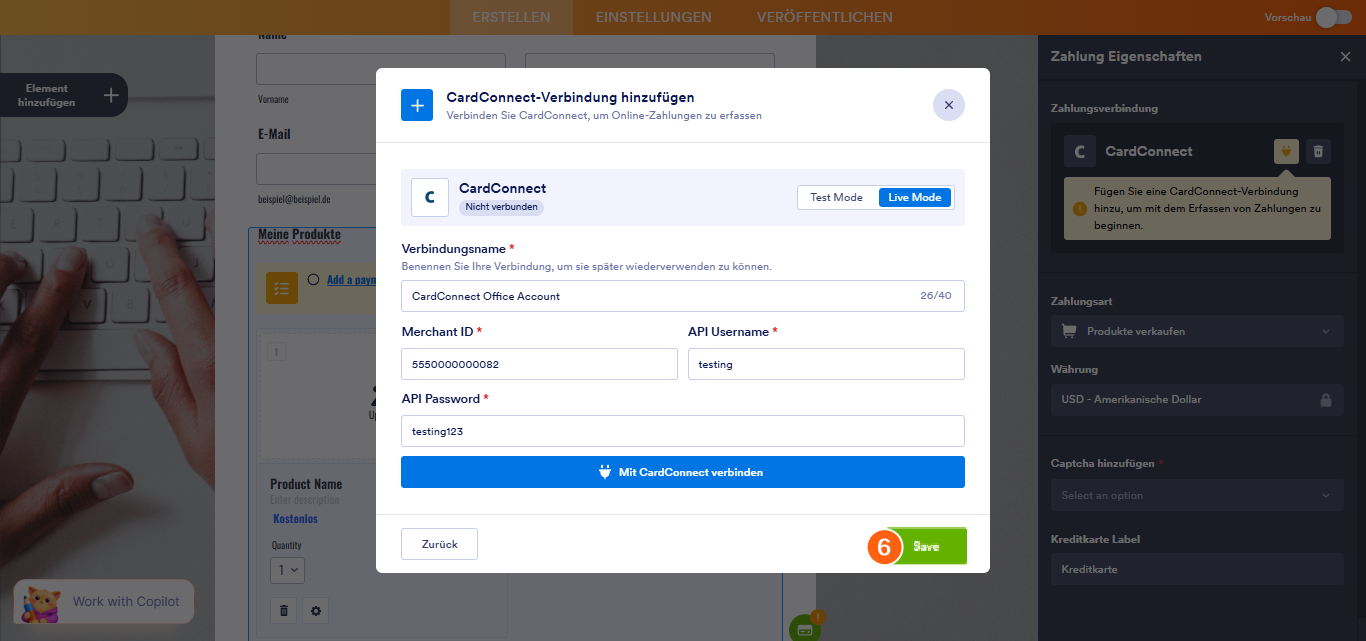 So integrieren Sie Ihr Formular mit CardConnect Image-12