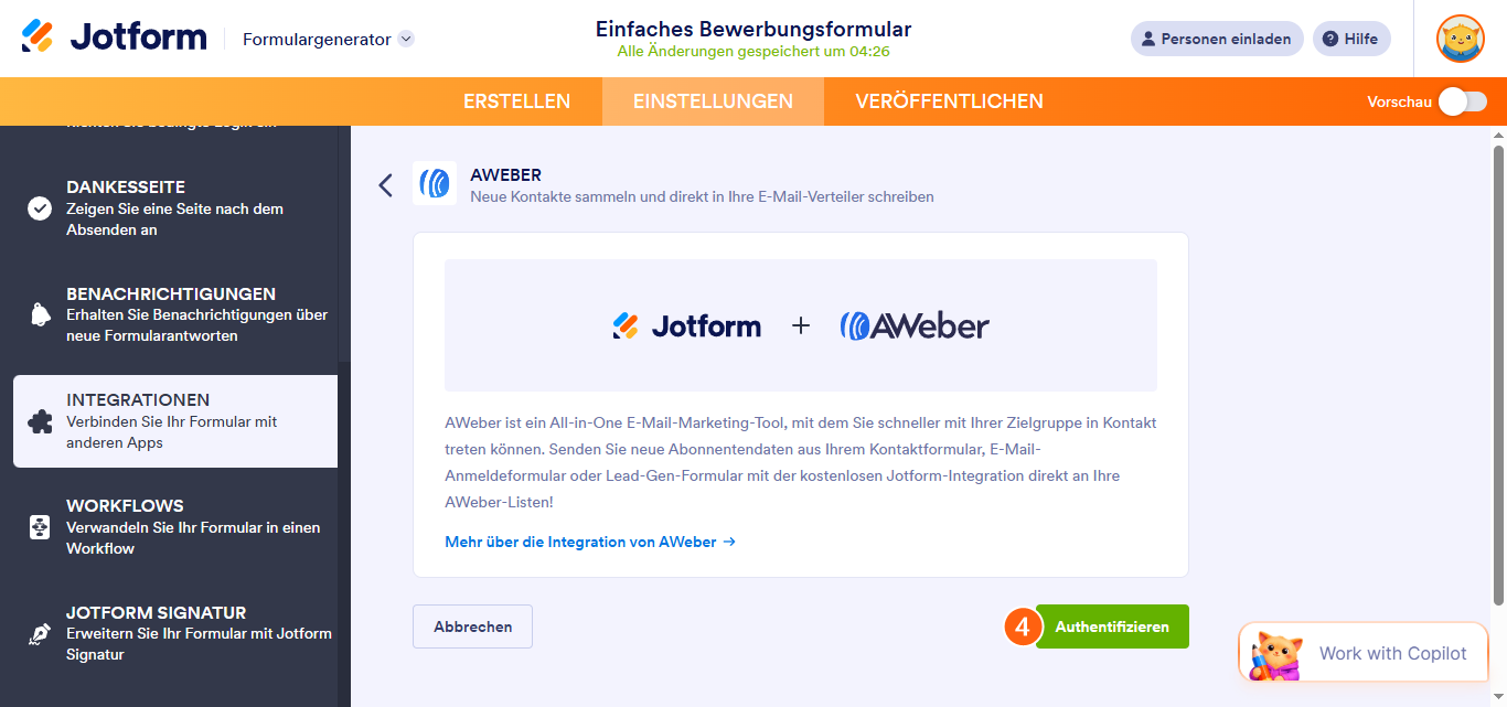 Wie man Jotform mit AWeber integriert Image-3