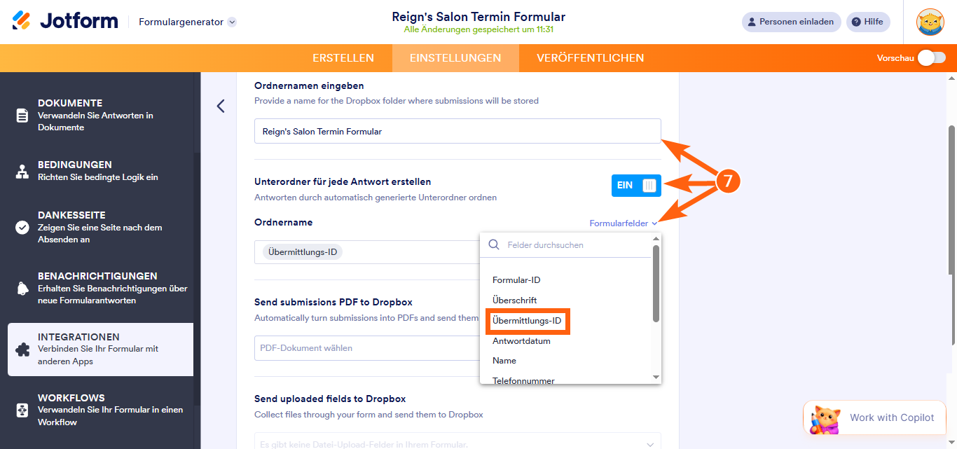 So richten Sie Unterordner in Dropbox mithilfe des Widgets für eindeutige ID’s ein Image-7
