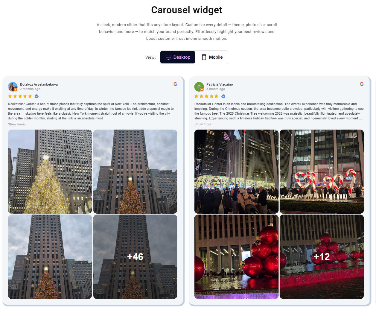 Google Reviews app widget Preview