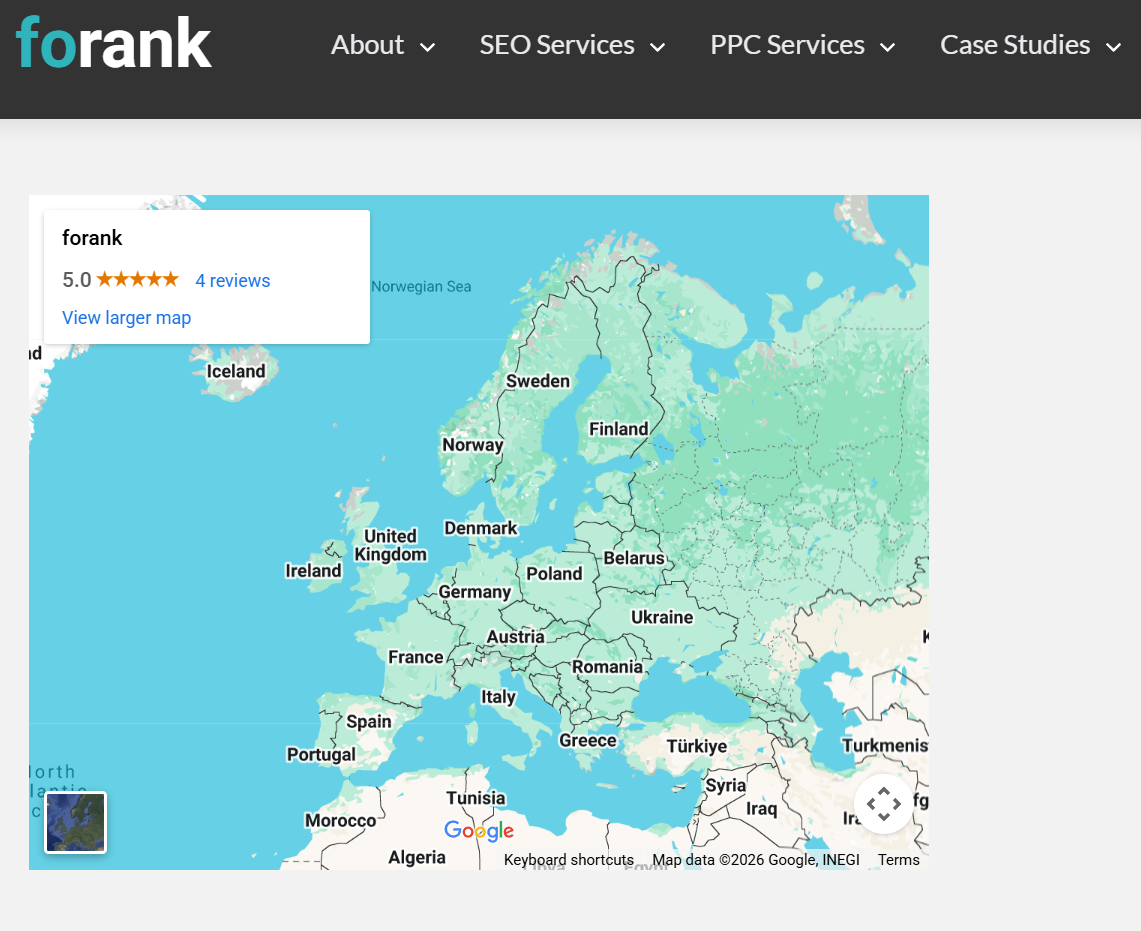 Screenshot shows a WordPress website featuring embedded Google reviews