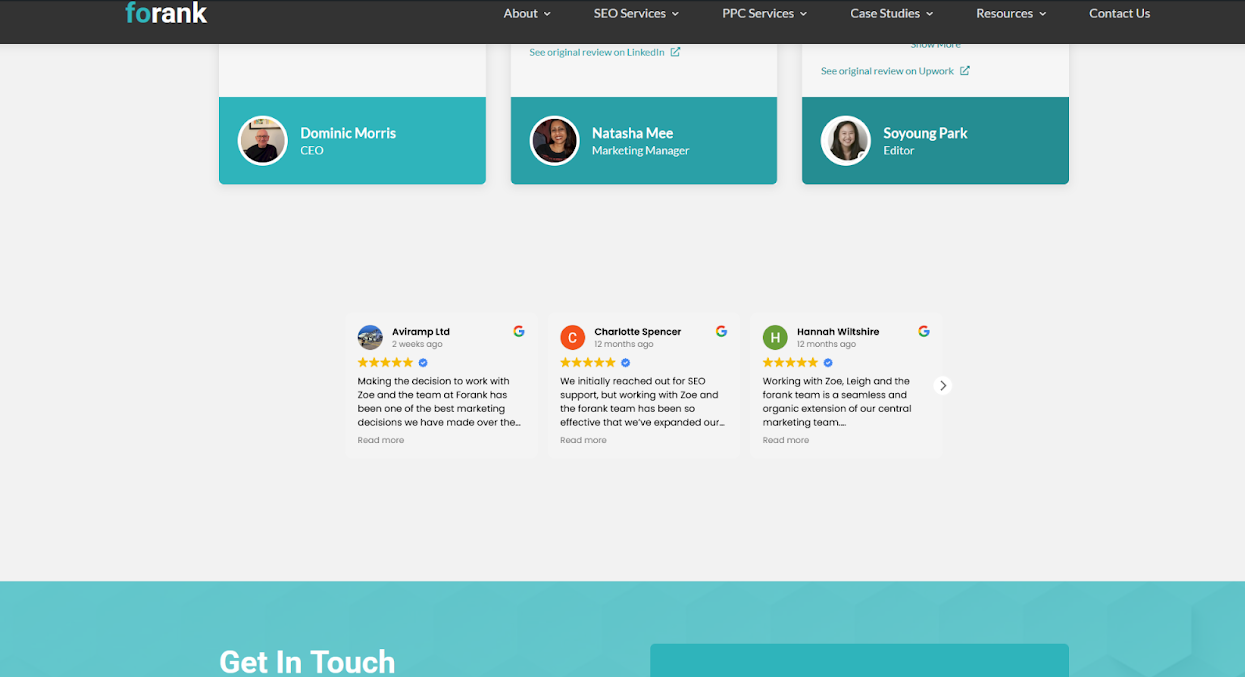 Screenshot from my website showing how a WordPress plugin can show Google reviews on a WordPress website