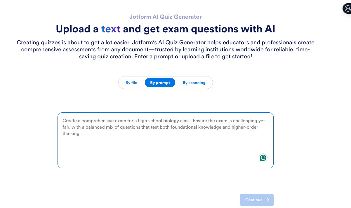 Jotform AI Quiz Generator Tool