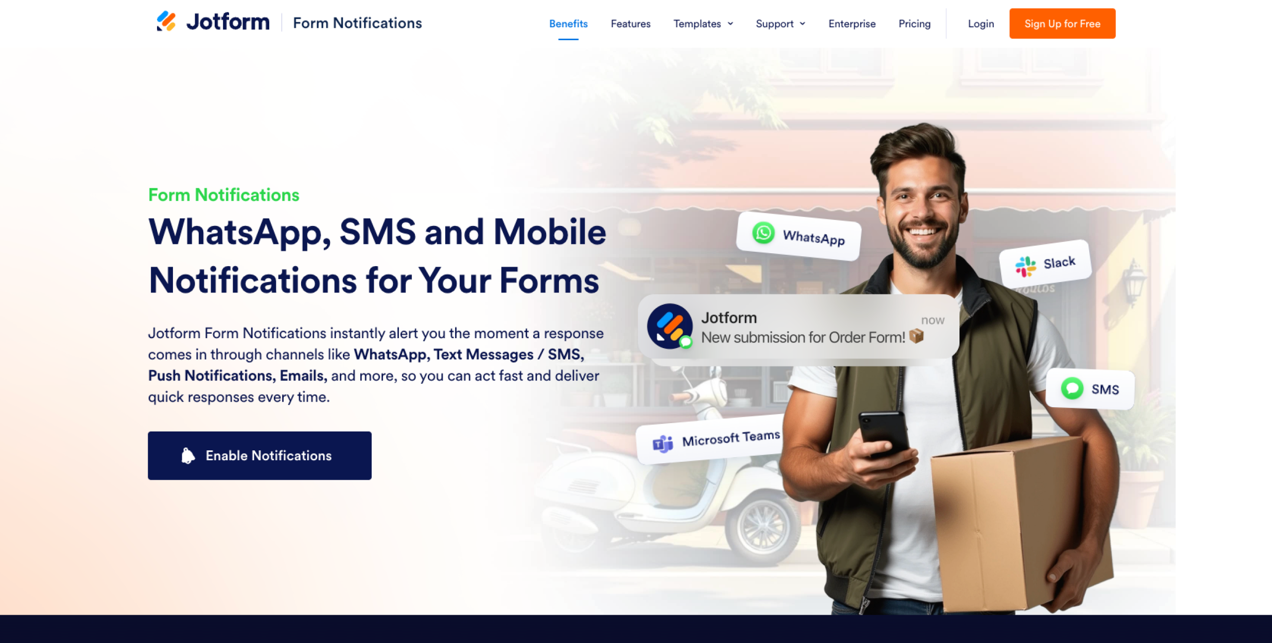 Jotform Form Notifications Landing Page