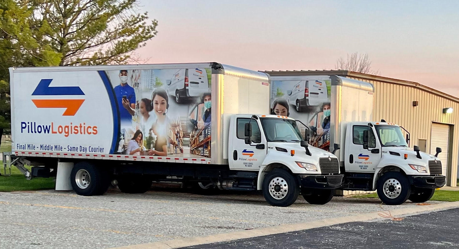 Photo of the Pillow Logistics Group courier service trucks