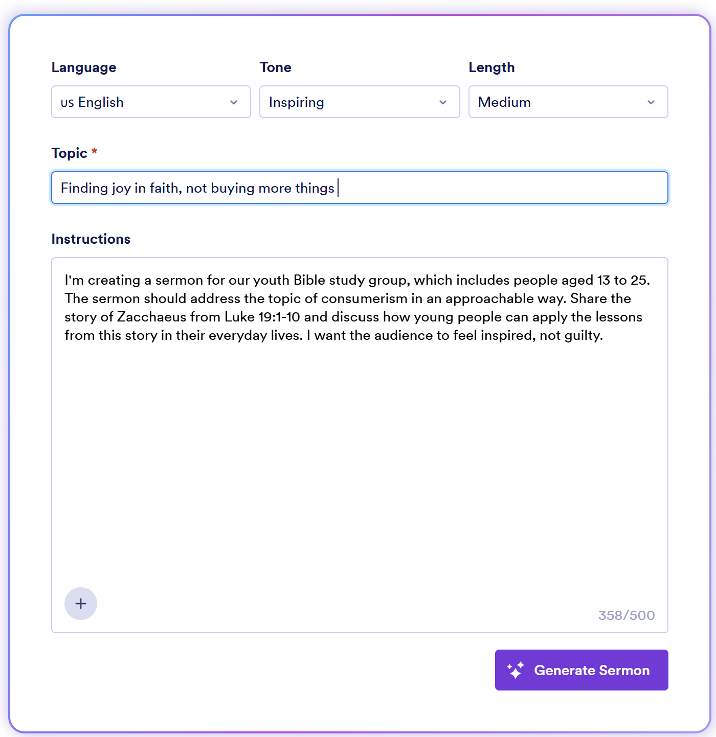 Jotform AI Sermon Generator Tool