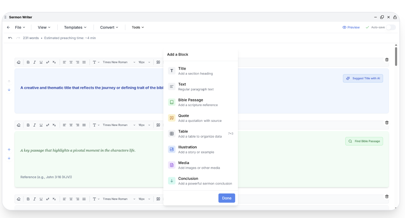 Sermon AI User Interface