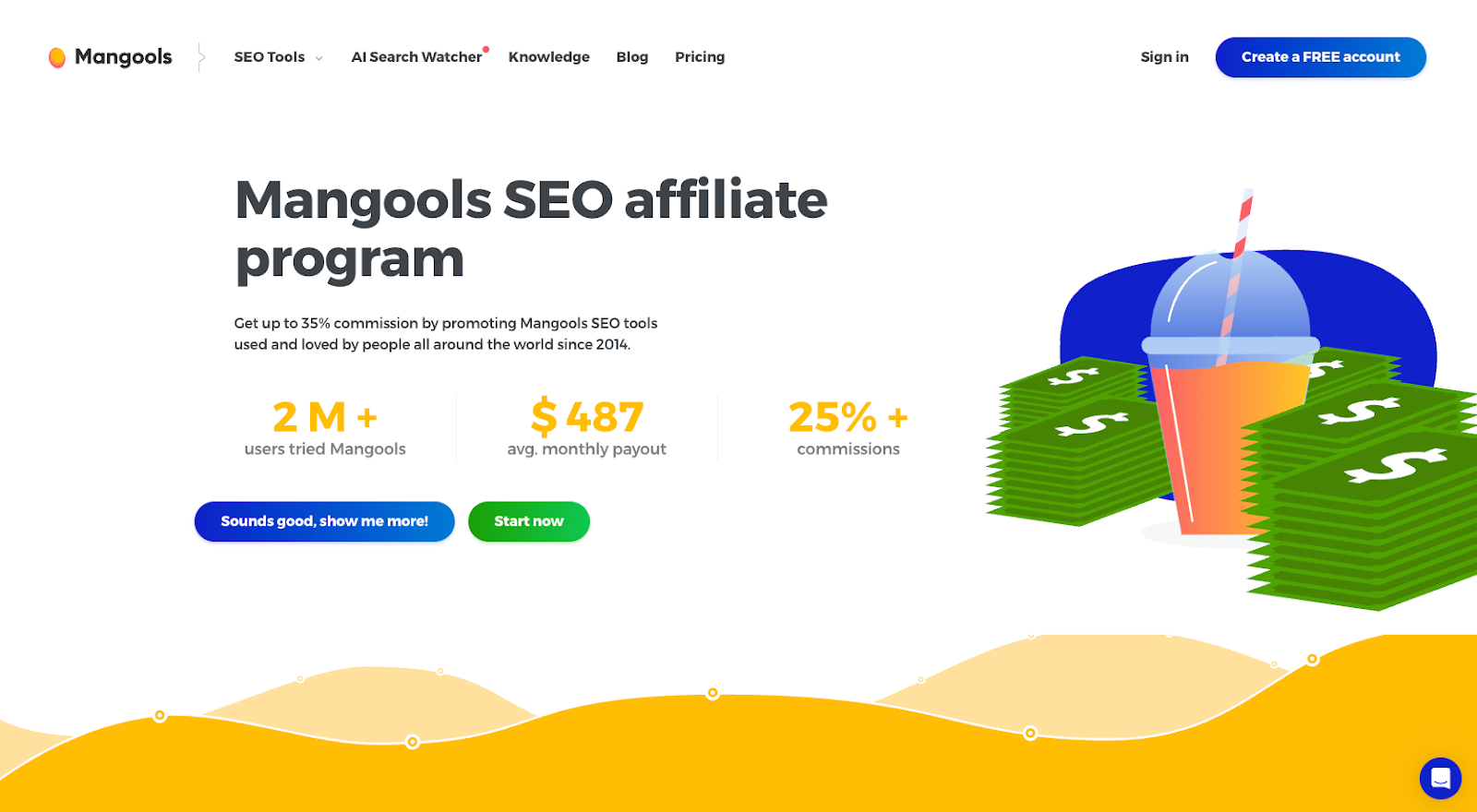 Mangools website with the words: "Mangools SEO affiliate program"