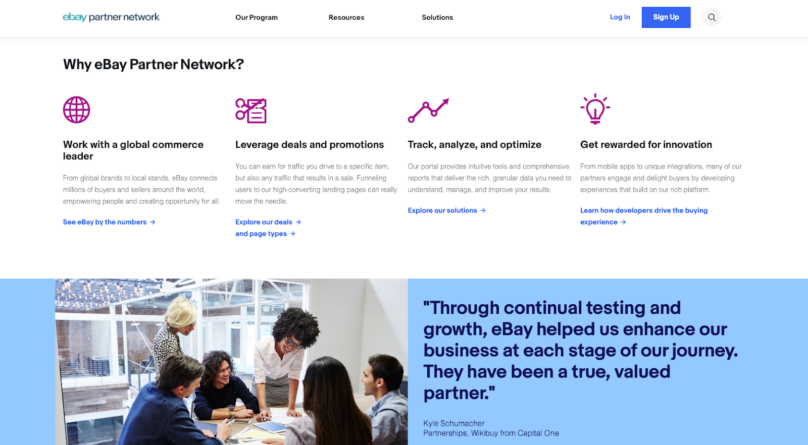 eBay Partner Network website with reasons why you should choose the affiliate program