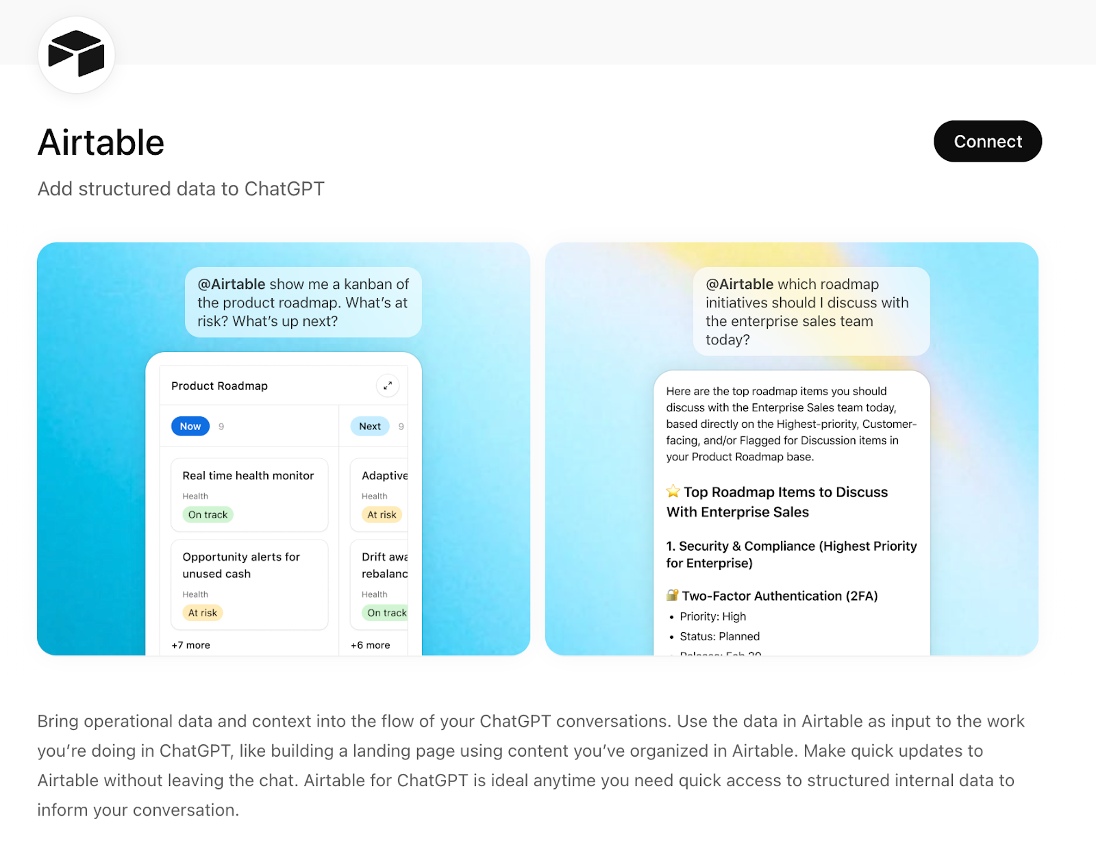 Airtable's listing in the ChatGPT Apps tab