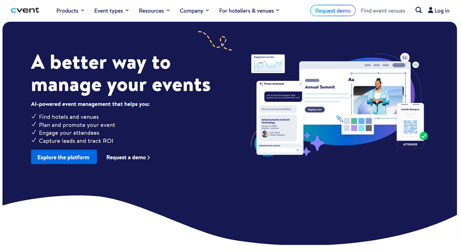 Cvent website with the words: "A better way to manage your events"