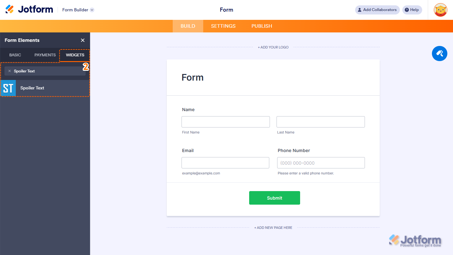 How to Add and Set Up the Spoiler Text Widget on Your Form Image-1