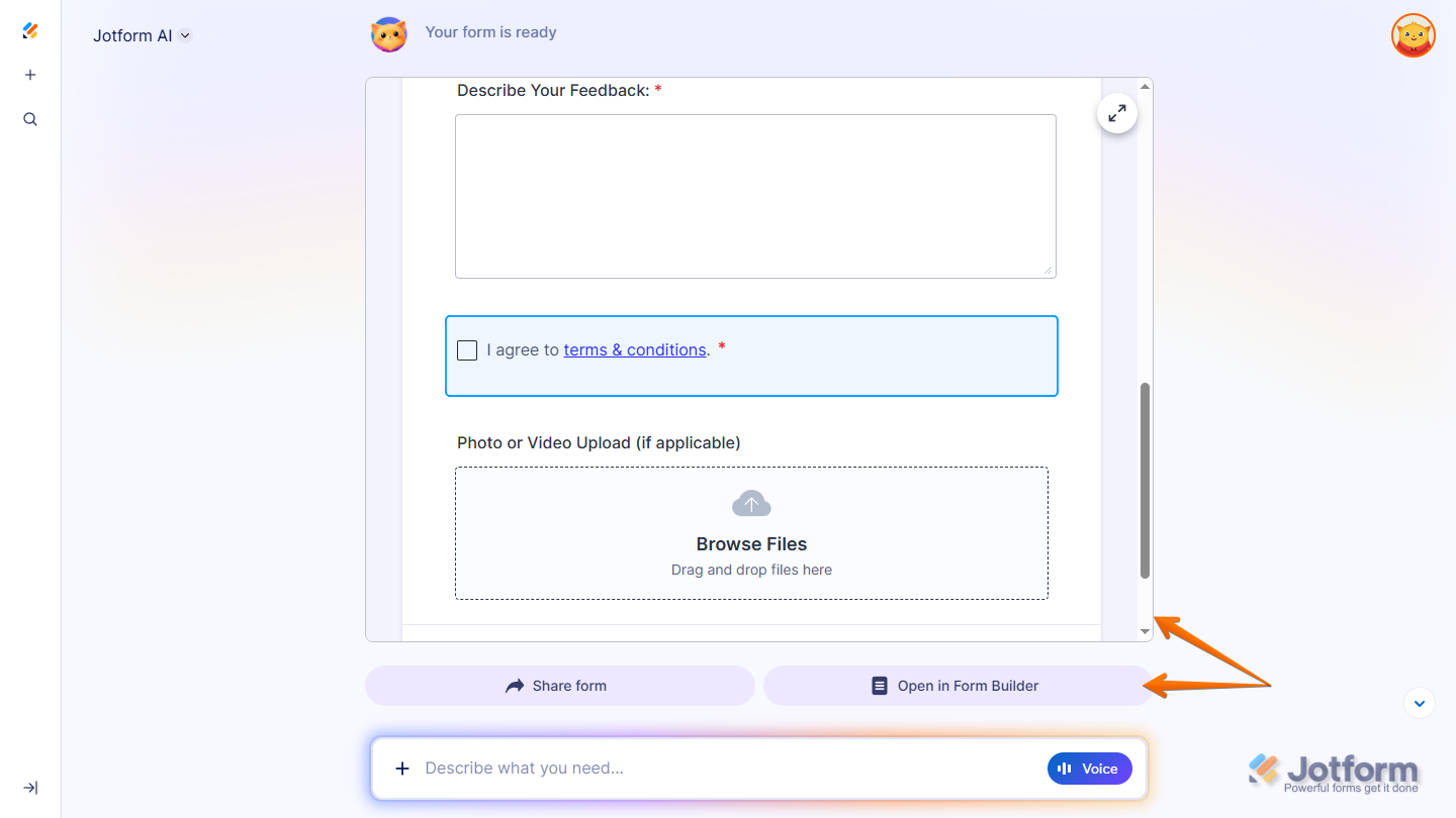 Newly added widget on Jotform AI page