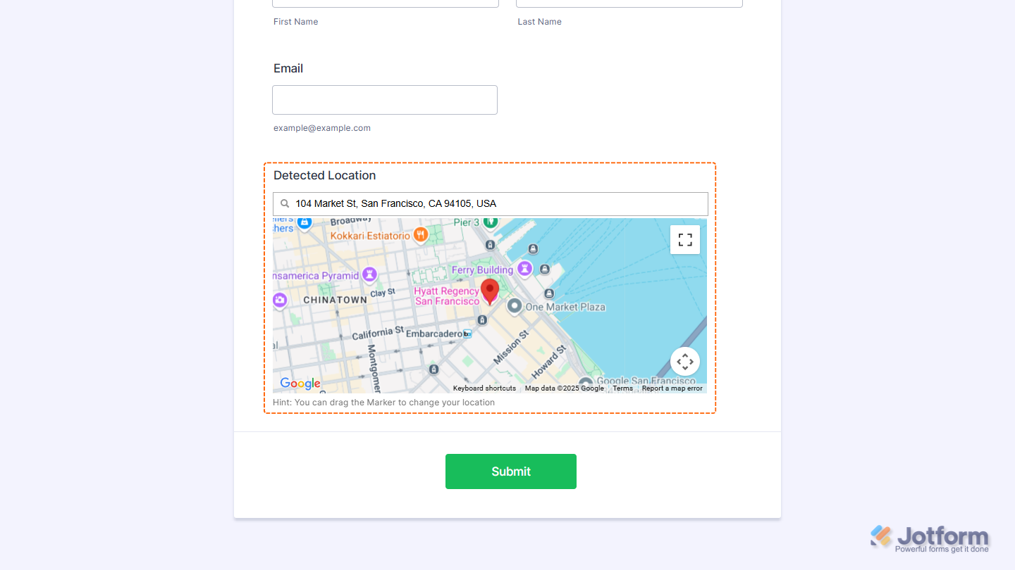 GPS Location demo in a form