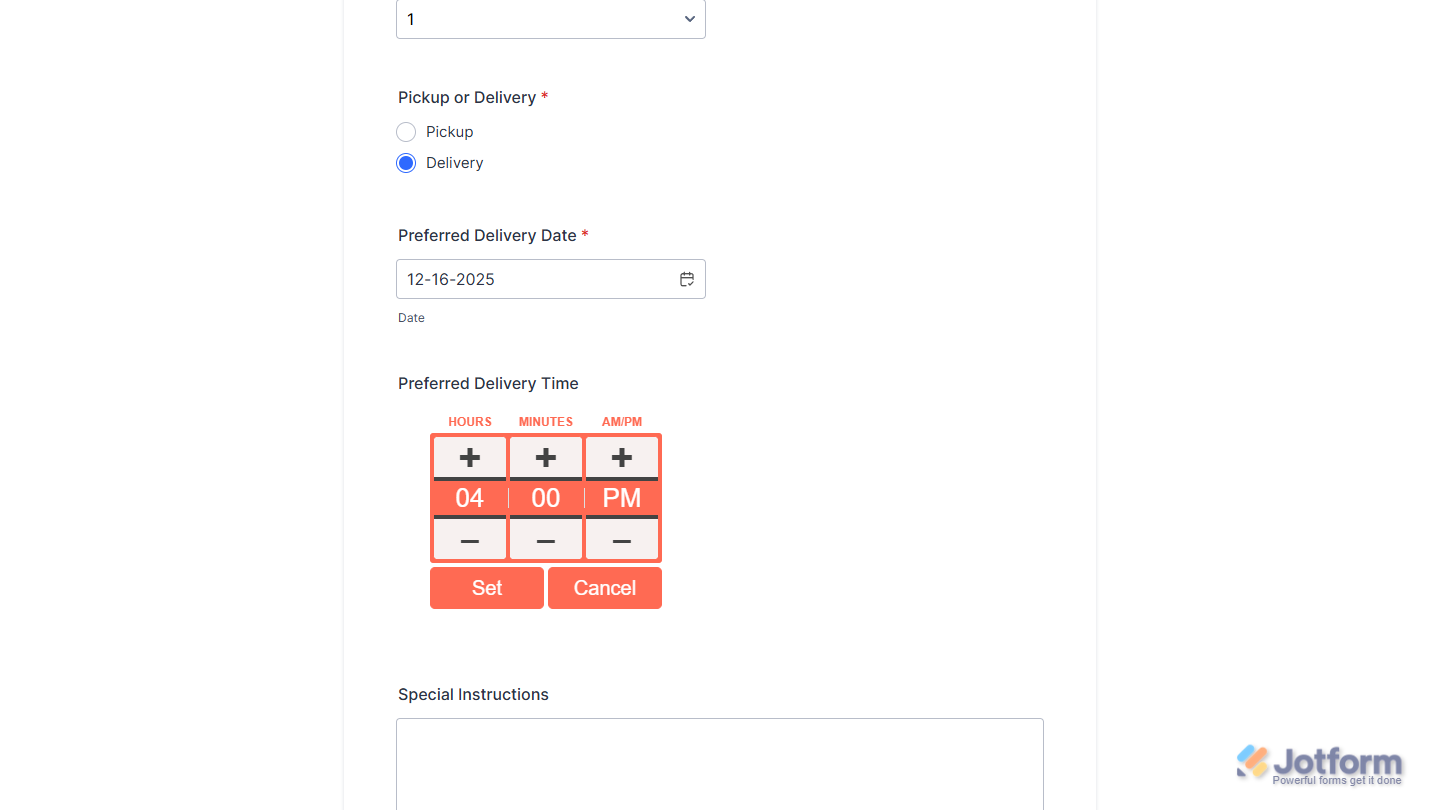 iOS7 Time widget on a Jotform form