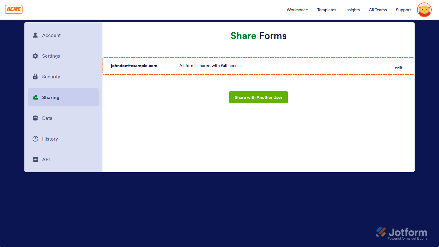 كيفية مشاركة النماذج مع مستخدمين آخرين في Jotform Enterprise Image-9