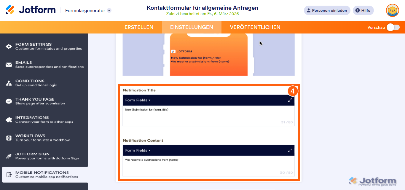 So passen Sie Benachrichtigungen in Jotform Mobile Forms an Image-2