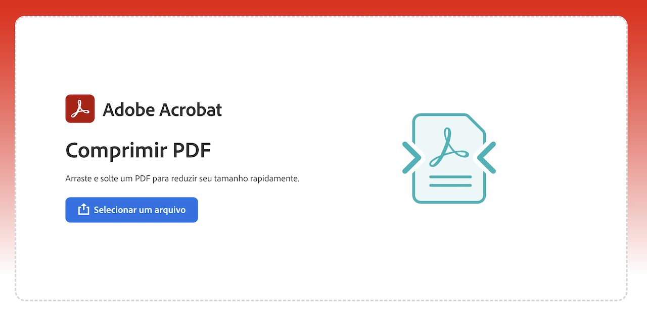 Captura de tela da ferramenta de compressão de PDFs do Adobe Acrobat